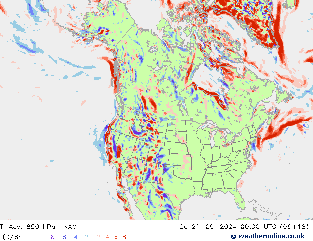 T-Adv. 850 hPa NAM So 21.09.2024 00 UTC