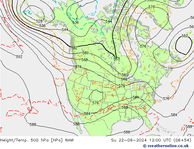 Géop./Temp. 500 hPa NAM dim 22.09.2024 12 UTC