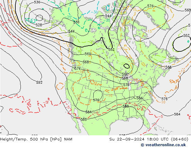 Height/Temp. 500 гПа NAM Вс 22.09.2024 18 UTC