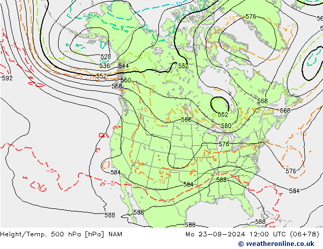 Height/Temp. 500 гПа NAM пн 23.09.2024 12 UTC