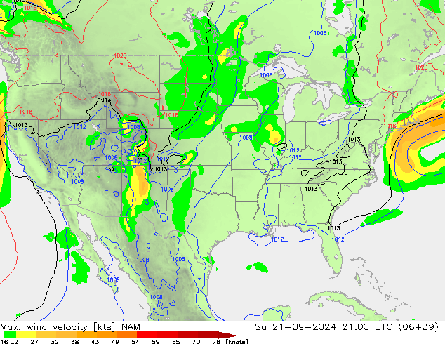 Maks. Rüzgar Hızı NAM Cts 21.09.2024 21 UTC