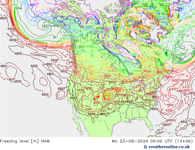 Freezing level NAM Mo 23.09.2024 06 UTC