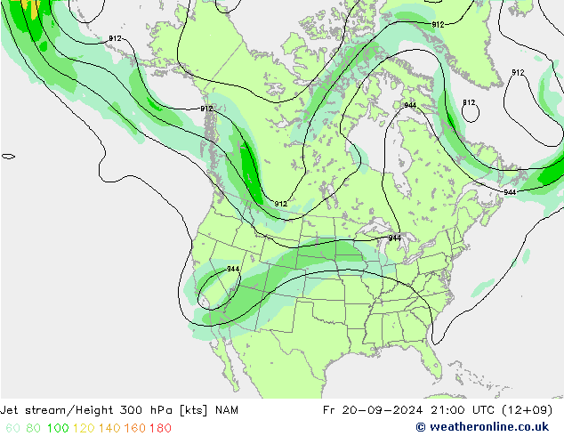 Jet stream/Height 300 hPa NAM Fr 20.09.2024 21 UTC