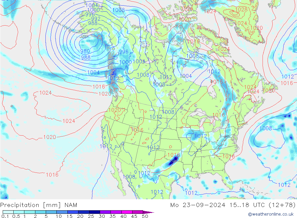 Precipitation NAM Mo 23.09.2024 18 UTC