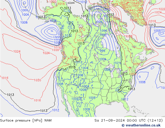 Surface pressure NAM Sa 21.09.2024 00 UTC