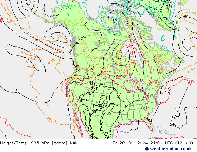 Height/Temp. 925 hPa NAM Fr 20.09.2024 21 UTC