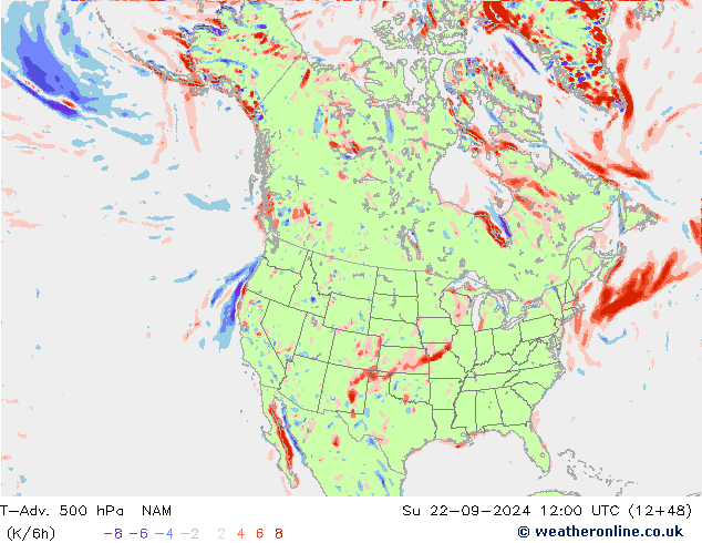 T-Adv. 500 hPa NAM Su 22.09.2024 12 UTC