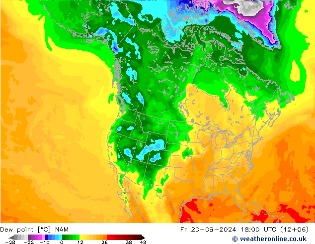 Dew point NAM Fr 20.09.2024 18 UTC