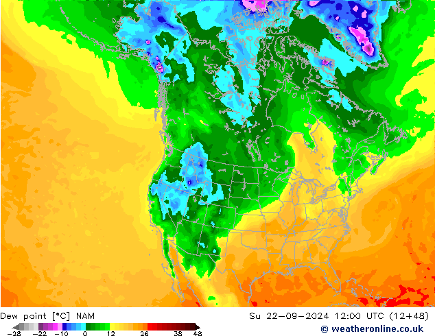 Dew point NAM Su 22.09.2024 12 UTC