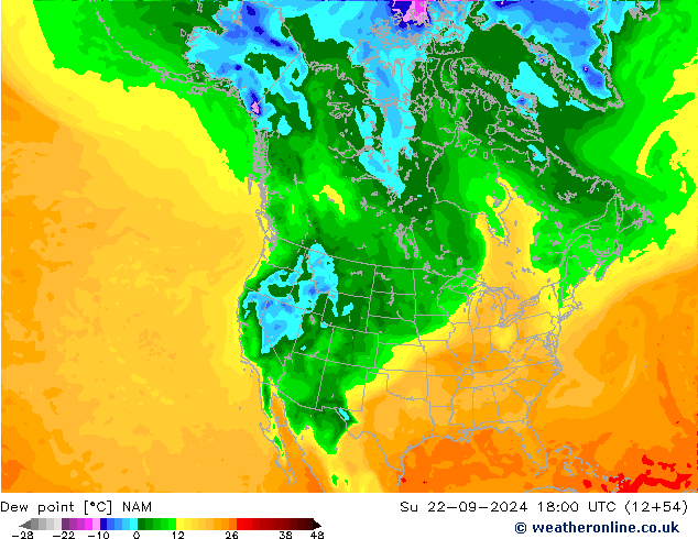 Dew point NAM Su 22.09.2024 18 UTC