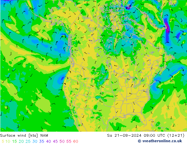 Rüzgar 10 m NAM Cts 21.09.2024 09 UTC