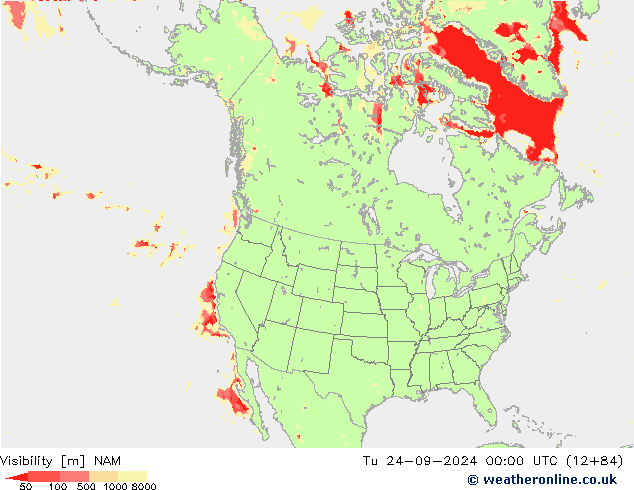 Visibility NAM Tu 24.09.2024 00 UTC