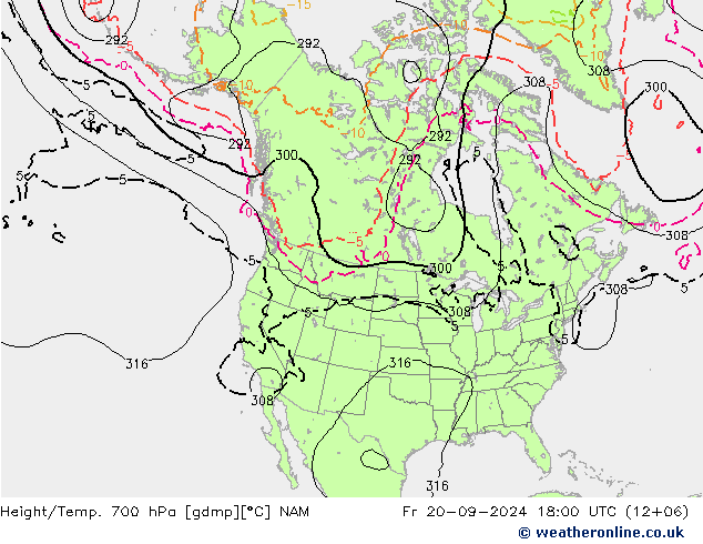 Height/Temp. 700 гПа NAM пт 20.09.2024 18 UTC