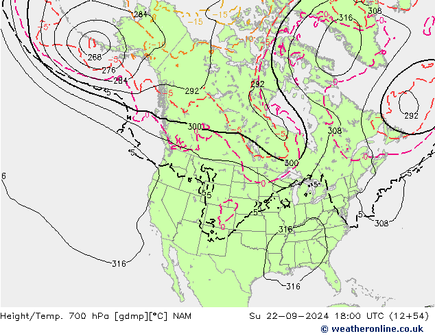 Height/Temp. 700 hPa NAM Su 22.09.2024 18 UTC