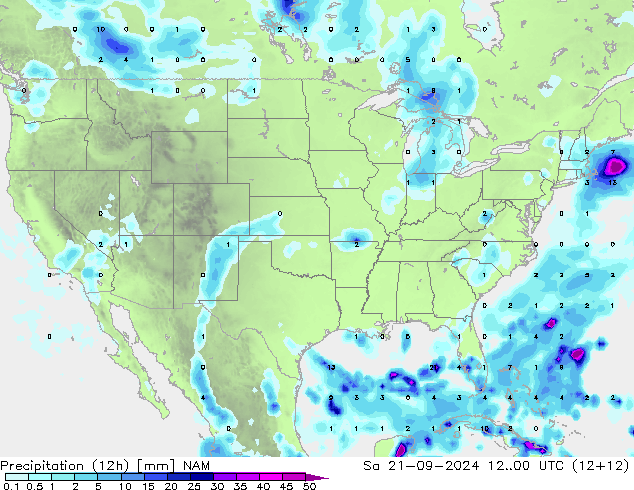 opad (12h) NAM so. 21.09.2024 00 UTC