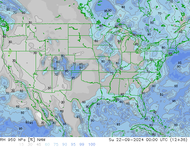 RH 950 hPa NAM dom 22.09.2024 00 UTC