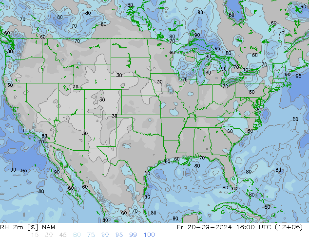 RH 2m NAM  20.09.2024 18 UTC