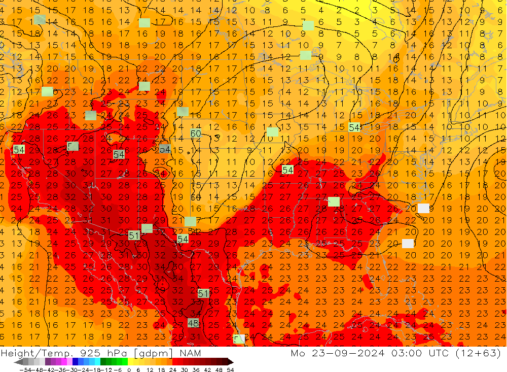 Height/Temp. 925 hPa NAM Po 23.09.2024 03 UTC