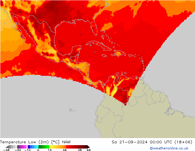 Temp. minima (2m) NAM sab 21.09.2024 00 UTC