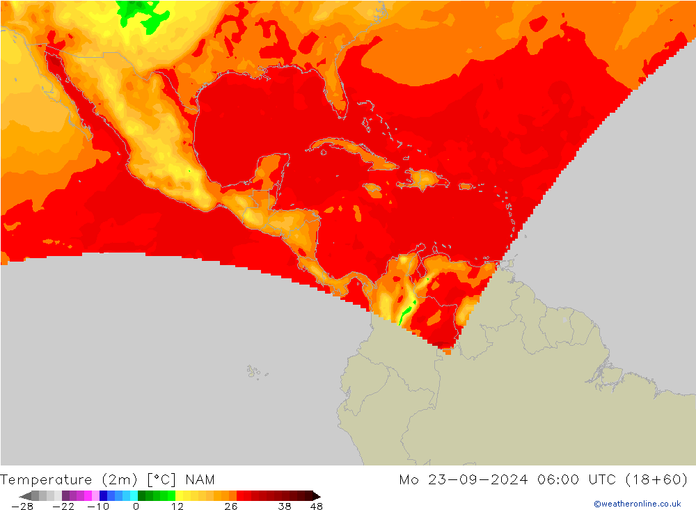 Sıcaklık Haritası (2m) NAM Pzt 23.09.2024 06 UTC