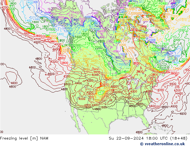 Nulgradenniveau NAM zo 22.09.2024 18 UTC