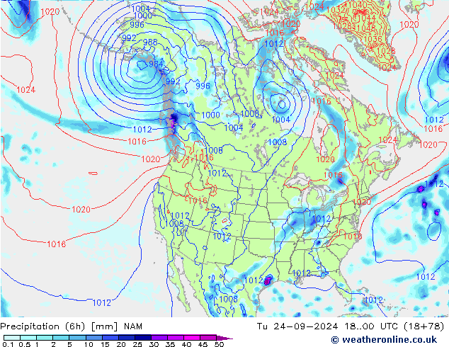 Nied. akkumuliert (6Std) NAM Di 24.09.2024 00 UTC