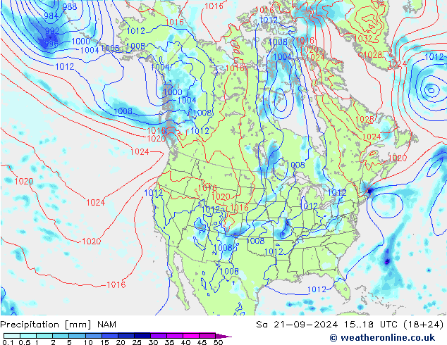 Niederschlag NAM Sa 21.09.2024 18 UTC