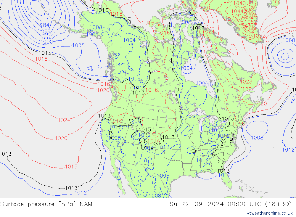 Luchtdruk (Grond) NAM zo 22.09.2024 00 UTC