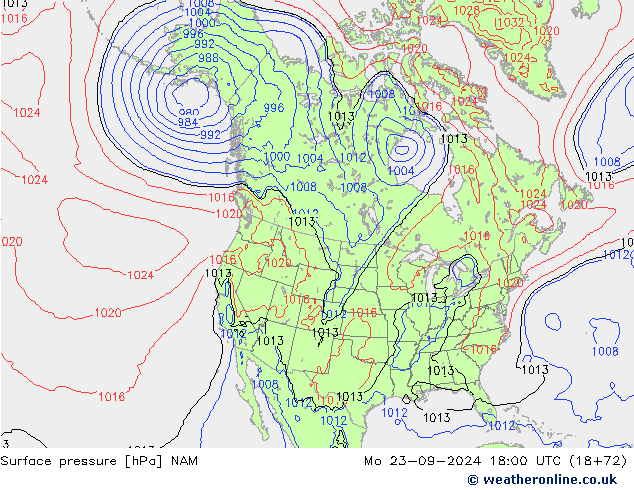 地面气压 NAM 星期一 23.09.2024 18 UTC