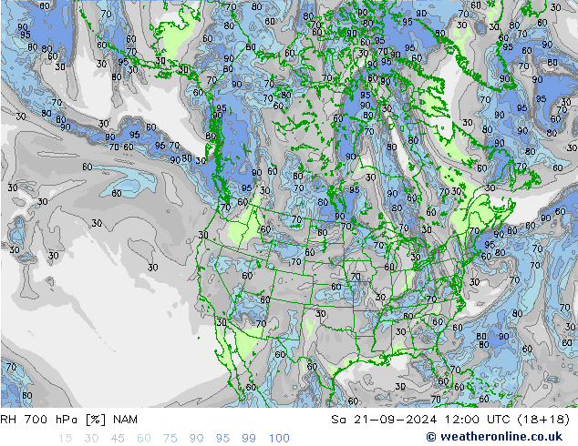 RH 700 hPa NAM Sa 21.09.2024 12 UTC