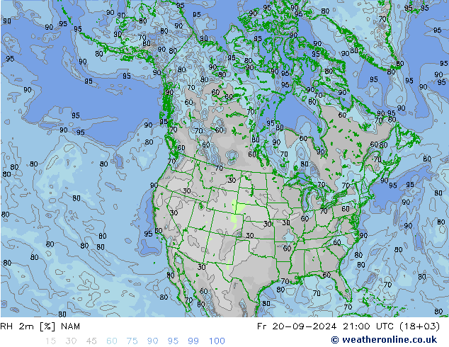 RH 2m NAM ven 20.09.2024 21 UTC