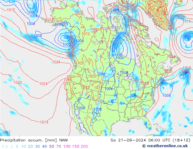 Precipitation accum. NAM So 21.09.2024 06 UTC