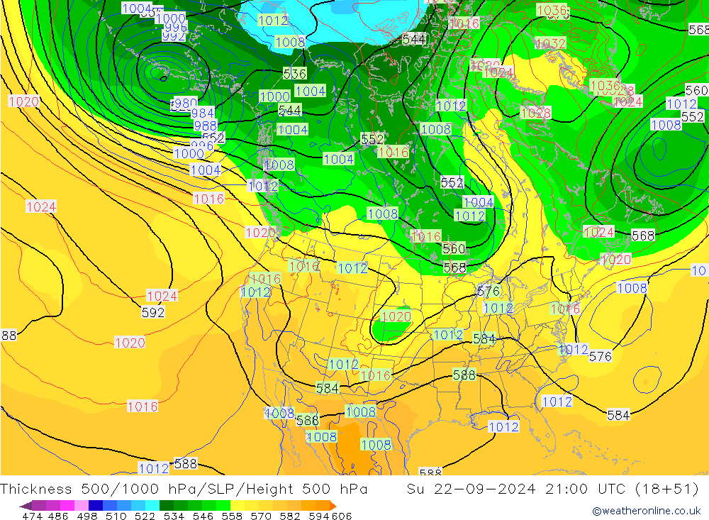 Schichtdicke 500-1000 hPa NAM So 22.09.2024 21 UTC