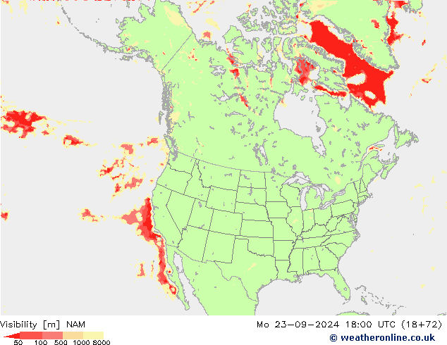 Visibility NAM Mo 23.09.2024 18 UTC