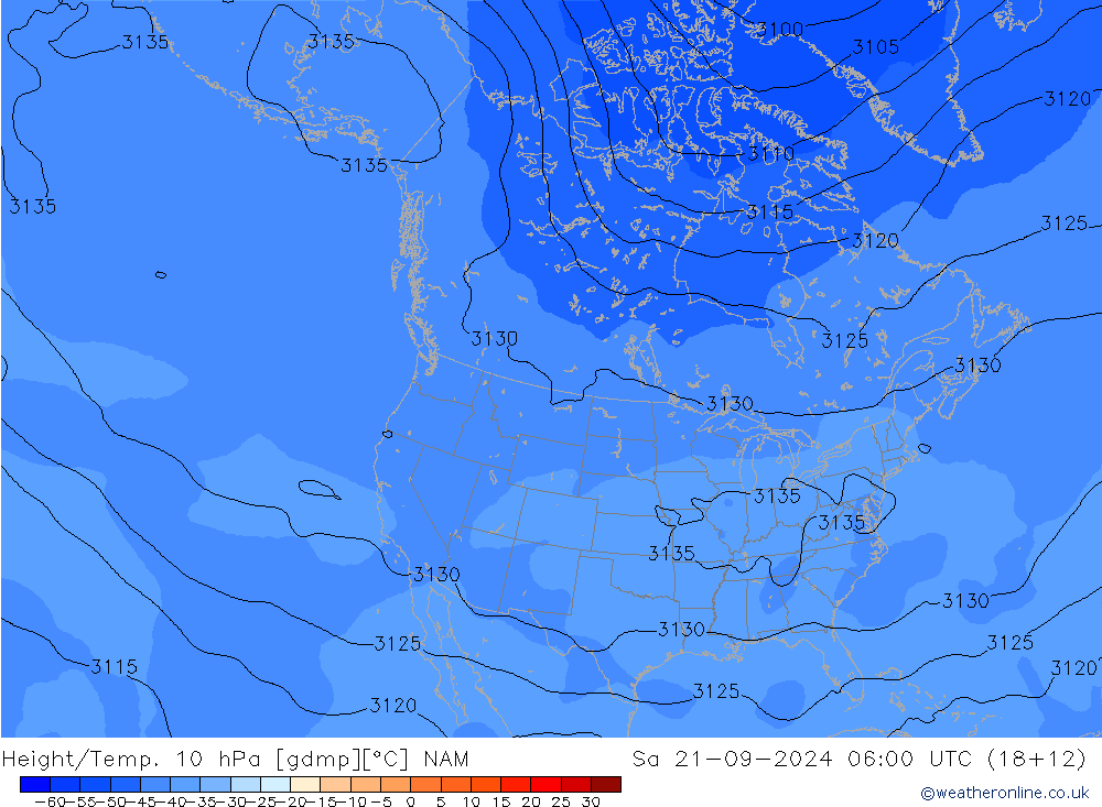 Hoogte/Temp. 10 hPa NAM za 21.09.2024 06 UTC