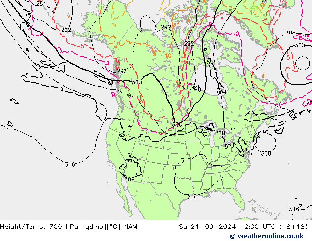 Height/Temp. 700 hPa NAM Sa 21.09.2024 12 UTC