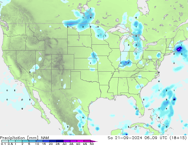 Precipitation NAM Sa 21.09.2024 09 UTC