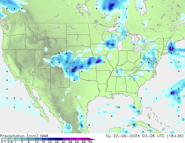 Precipitation NAM Su 22.09.2024 06 UTC