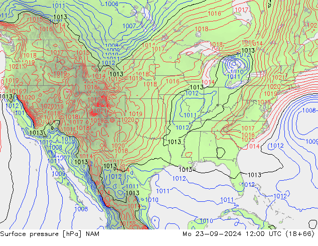 Atmosférický tlak NAM Po 23.09.2024 12 UTC