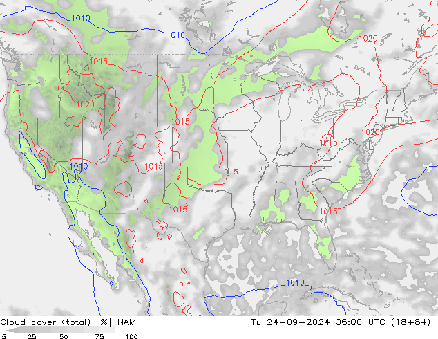 Nubes (total) NAM mar 24.09.2024 06 UTC