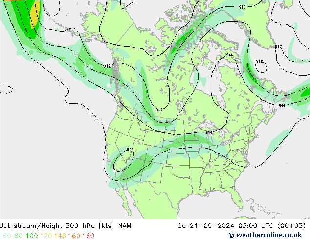 Jet stream/Height 300 hPa NAM Sa 21.09.2024 03 UTC