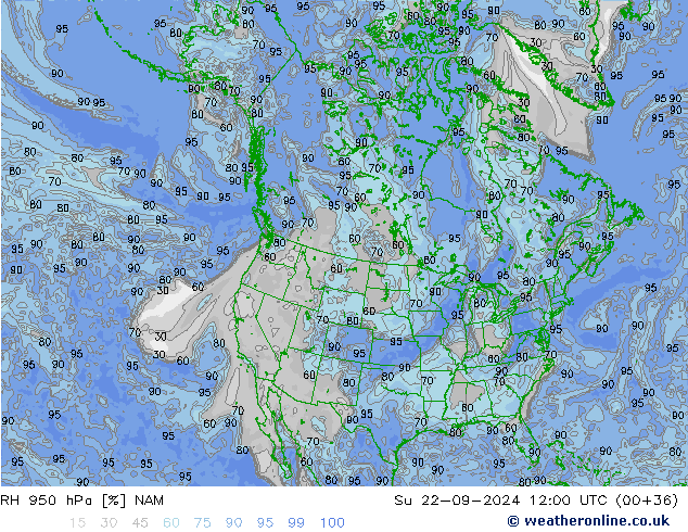 RH 950 hPa NAM  22.09.2024 12 UTC