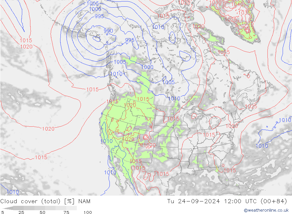 Wolken (gesamt) NAM Di 24.09.2024 12 UTC