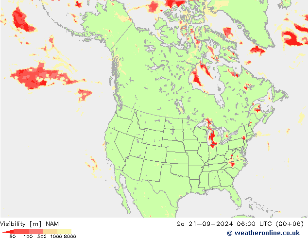 Visibility NAM Sa 21.09.2024 06 UTC