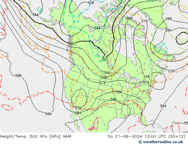 Height/Temp. 500 hPa NAM Sa 21.09.2024 12 UTC