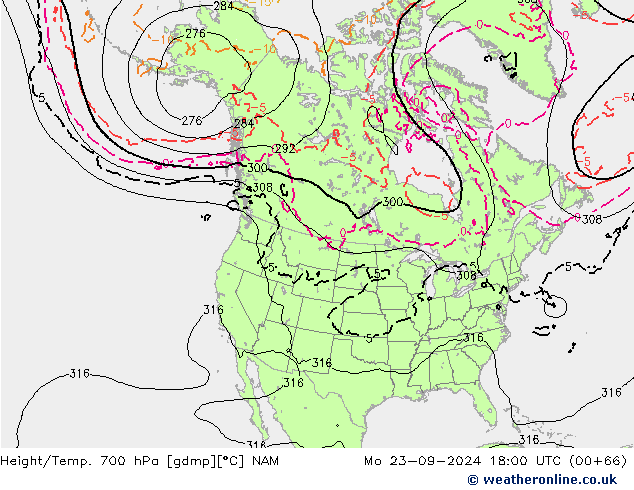 Height/Temp. 700 hPa NAM Mo 23.09.2024 18 UTC