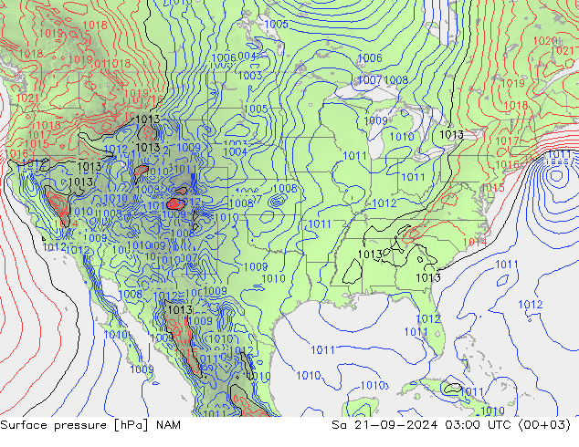 pression de l'air NAM sam 21.09.2024 03 UTC