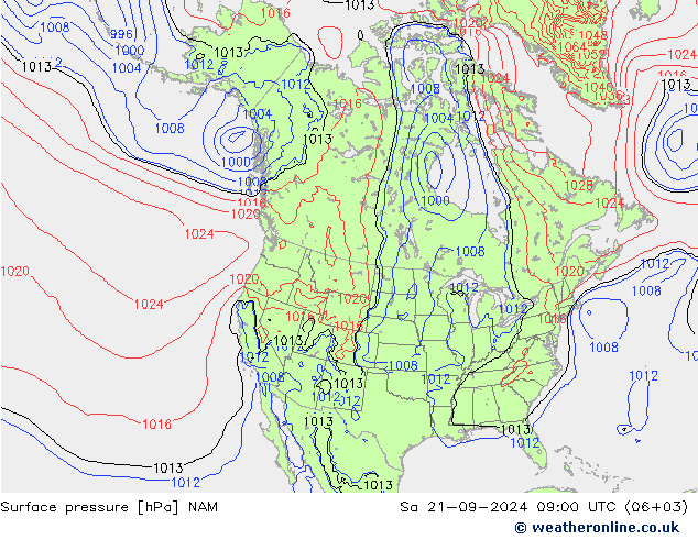 Surface pressure NAM Sa 21.09.2024 09 UTC