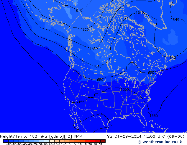 Height/Temp. 100 hPa NAM 星期六 21.09.2024 12 UTC