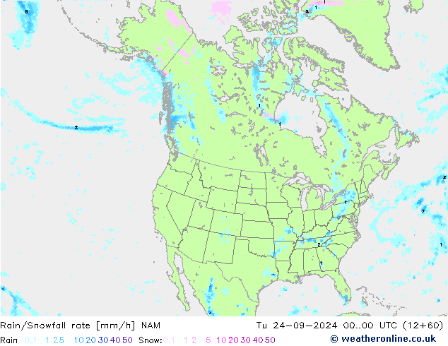 Rain/Snowfall rate NAM Tu 24.09.2024 00 UTC